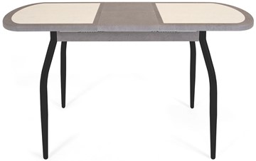 Обеденный раздвижной стол Будапешт-1 ПЛ (ноги черные, плитка бежевая/серый камень) в Тюмени - предосмотр 3