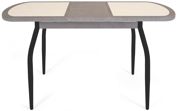 Обеденный раздвижной стол Будапешт-1 ПЛ (ноги черные, плитка бежевая/серый камень) в Тюмени - изображение 3