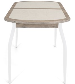 Кухонный стол раскладной Будапешт-2 ПЛ (ноги белые, плитка бежевая/лофт) в Тюмени - предосмотр 6