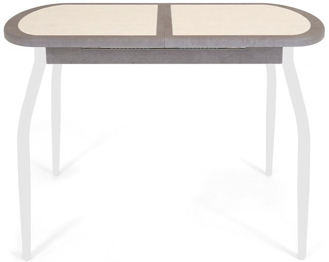 Кухонный стол раскладной Будапешт-2 ПЛ (ноги белые, плитка бежевая/серый камень) в Тюмени - изображение 1