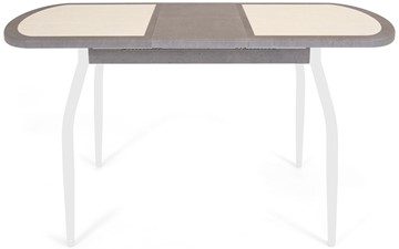Кухонный стол раскладной Будапешт-2 ПЛ (ноги белые, плитка бежевая/серый камень) в Тюмени - предосмотр 3