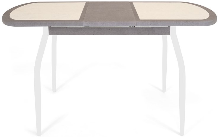 Кухонный стол раскладной Будапешт-2 ПЛ (ноги белые, плитка бежевая/серый камень) в Тюмени - изображение 3