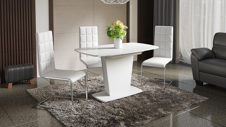 Раздвижной стол Честер тип 2, цвет Белый/Стекло белый глянец в Тюмени - изображение 2