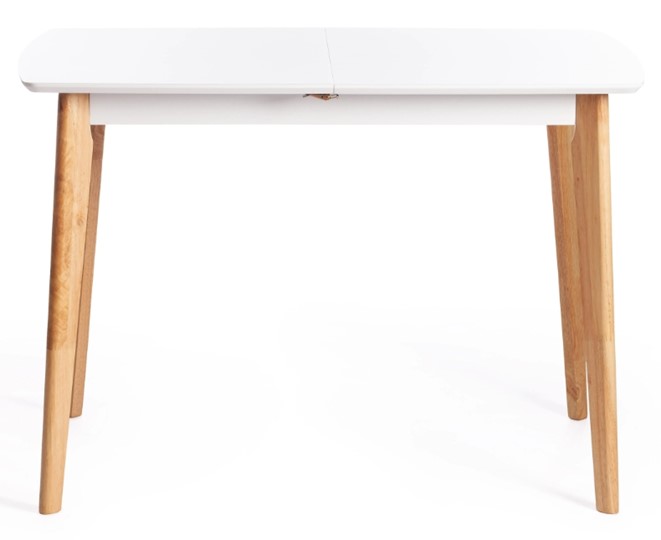 Кухонный раскладной стол Claire, дерево гевея/МДФ, 110+30x75x75 Белый/натуральный арт.15111 в Тюмени - изображение 1
