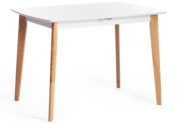 Кухонный раскладной стол Claire, дерево гевея/МДФ, 110+30x75x75 Белый/натуральный арт.15111 в Ишиме - предосмотр 3