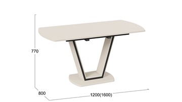 Раздвижной стол Дели Тип 2 (Бежевый софт, Стекло матовое бежевое) в Тюмени - предосмотр 2