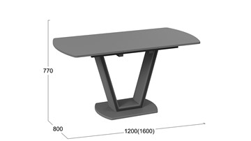 Кухонный раздвижной стол Дели Тип 2 (Серый софт, Стекло матовое серое) в Заводоуковске - предосмотр 2