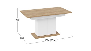 Кухонный стол раздвижной Детройт тип 1 (Белый/Дуб Крафт золотой) в Тюмени - предосмотр 7