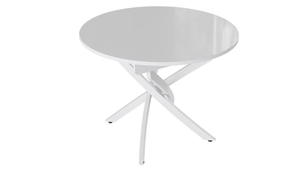 Кухонный стол раскладной Diamond тип 3 (Белый муар/Белый глянец) в Заводоуковске - изображение