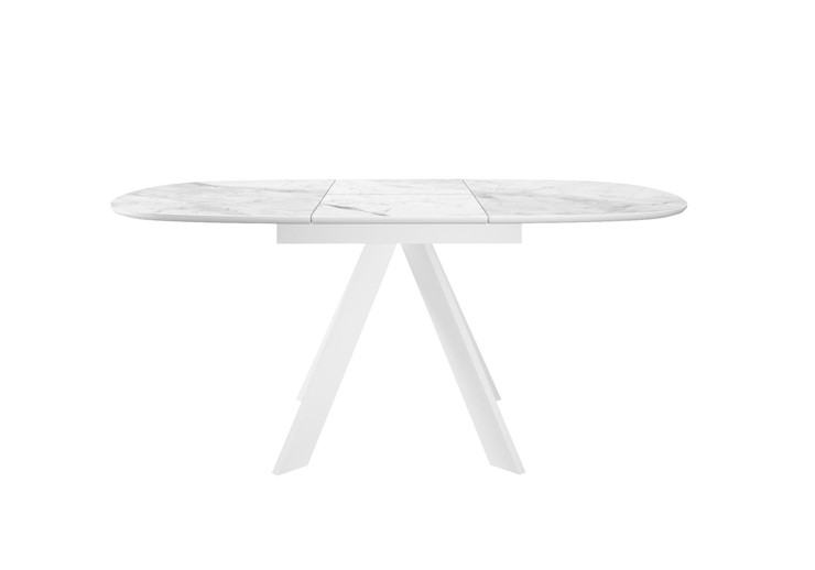 Кухонный раскладной стол DikLine BK100 Керамика Белый мрамор/подстолье белое/опоры белые в Тюмени - изображение 2