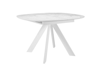 Кухонный раскладной стол DikLine BK100 Керамика Белый мрамор/подстолье белое/опоры белые в Тюмени - предосмотр