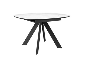 Керамический обеденный стол DikLine BK100 Керамика Белый мрамор/подстолье черное/опоры черные в Тюмени