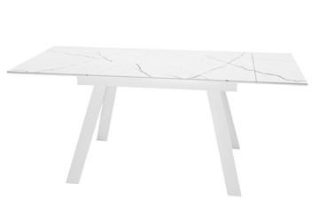 Кухонный раскладной стол DikLine DKL140 Керамика Белый мрамор/опоры белые (2 уп.) в Тюмени - предосмотр 1