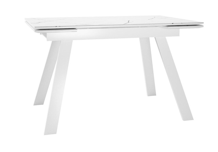 Кухонный раскладной стол DikLine DKL140 Керамика Белый мрамор/опоры белые (2 уп.) в Тюмени - изображение 3