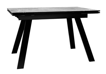 Кухонный раскладной стол DikLine DKL140 Керамика Серый мрамор/опоры черные (2 уп.) в Тюмени