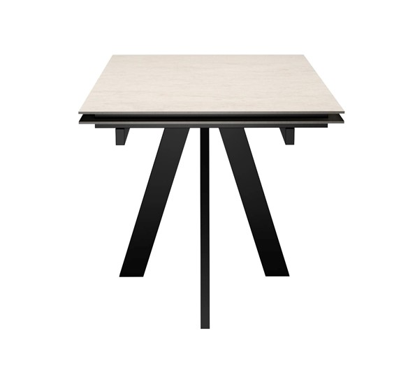 Кухонный стол раздвижной DikLine DM120 Хромикс белый / опоры черные в Тобольске - изображение 2