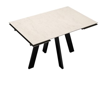Кухонный стол раздвижной DikLine DM120 Хромикс белый / опоры черные в Тобольске - предосмотр 3