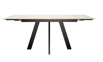 Кухонный стол раздвижной DikLine DM120 Хромикс белый / опоры черные в Тобольске - предосмотр 4