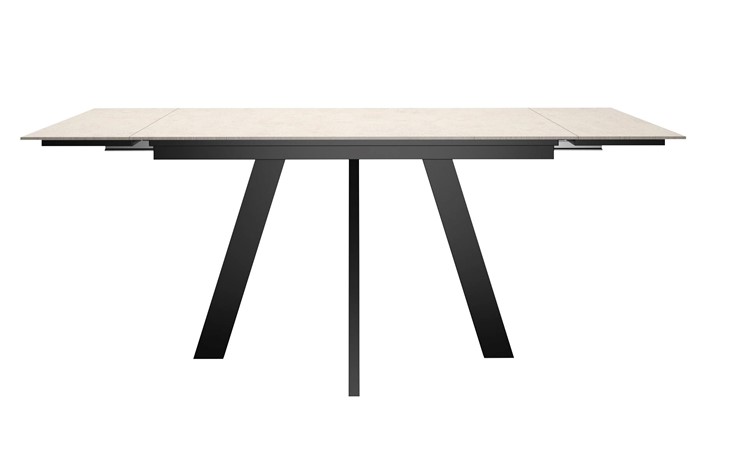 Кухонный стол раздвижной DikLine DM120 Хромикс белый / опоры черные в Заводоуковске - изображение 4