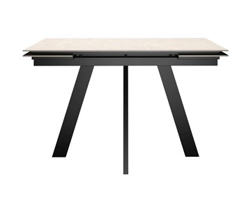 Кухонный стол раздвижной DikLine DM120 Хромикс белый / опоры черные в Тобольске - предосмотр 1