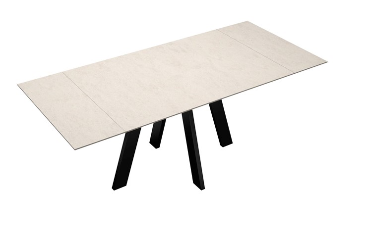 Кухонный стол раздвижной DikLine DM120 Хромикс белый / опоры черные в Тобольске - изображение 7