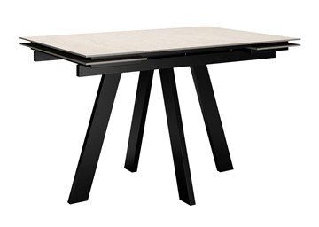 Кухонный стол раздвижной DikLine DM120 Хромикс белый / опоры черные в Тюмени