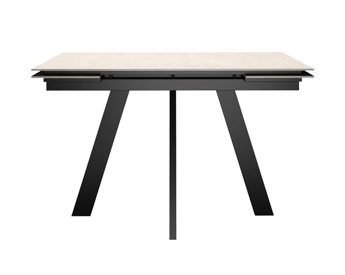 Кухонный стол раздвижной DikLine DM120 Хромикс белый / опоры черные в Заводоуковске - изображение 1
