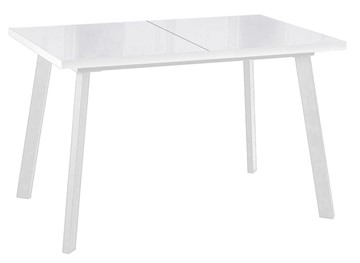 Кухонный стол раздвижной Dikline HBS120 Стекло белое/ножки белые в Ишиме