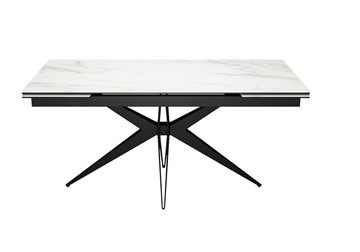 Кухонный стол раскладной DikLine KW160 мрамор С41 (керамика белая)/опоры черные в Тюмени - предосмотр
