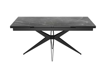 Кухонный стол раздвижной DikLine KW160 мрамор С45 (керамика черная)/опоры черные в Тюмени - предосмотр