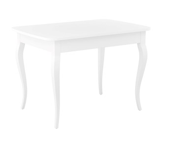 Кухонный стол раскладной Dikline M110 Белый/стекло белое сатин/ножки MC белые в Тюмени - предосмотр