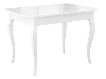 Обеденный раздвижной стол Dikline M120 Белый/стекло белое глянец/ножки MC белые в Тюмени - предосмотр