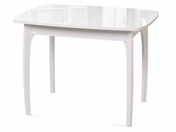 Кухонный стол раскладной Dikline M15 Белый/стекло белое в Тюмени