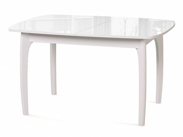 Обеденный раздвижной стол Dikline M20 стекло белое/ножки белые в Тюмени