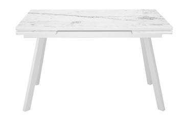 Кухонный стол раскладной DikLine SKA125 Керамика Белый мрамор/подстолье белое/опоры белые (2 уп.) в Тюмени - предосмотр