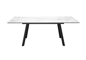 Обеденный раздвижной стол DikLine SKA125 Керамика Белый мрамор/подстолье черное/опоры черные (2 уп.) в Тюмени - предосмотр 1