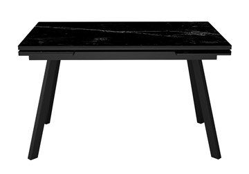 Стол обеденный раздвижной DikLine SKA125 Керамика Черный мрамор/подстолье черное/опоры черные (2 уп.) в Тюмени