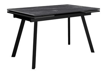 Кухонный стол раздвижной DikLine SKA125 Керамика Серый мрамор/подстолье черное/опоры черные (2 уп.) в Тюмени