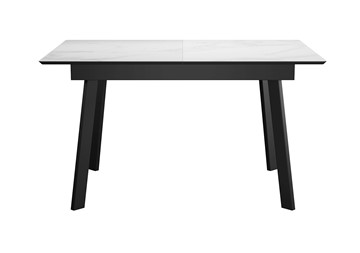 Кухонный раздвижной стол DikLine SKH125 Керамика Белый мрамор/подстолье черное/опоры черные (2 уп.) в Тюмени
