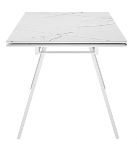 Кухонный раздвижной стол DikLine SKM140 Керамика Белый мрамор/подстолье белое/опоры белые (2 уп.) в Тюмени - предосмотр 3