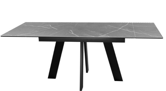Кухонный раскладной стол DikLine SKM140 Керамика серый мрамор/подстолье черное/опоры черные (2 уп.) в Тюмени - изображение 2