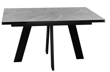 Кухонный раскладной стол DikLine SKM140 Керамика серый мрамор/подстолье черное/опоры черные (2 уп.) в Тюмени
