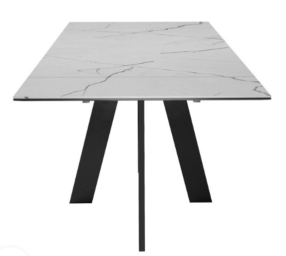 Кухонный раскладной стол DikLine SKM140 Керамика серый мрамор/подстолье черное/опоры черные (2 уп.) в Тюмени - изображение 6