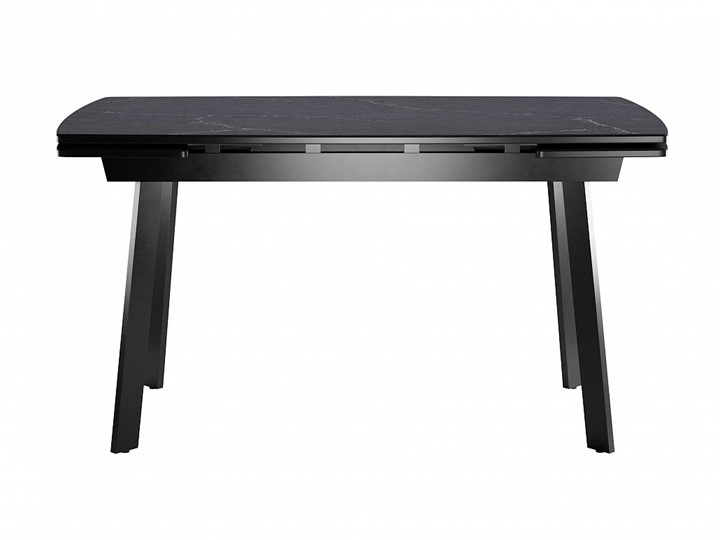 Кухонный раздвижной стол Dikline US140 Стекло мрамор черный сатин/ножки черные в Заводоуковске - изображение 1