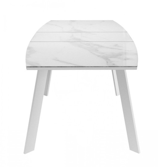 Кухонный стол раскладной Dikline XLS160 мрамор белый глянец/ножки белые в Заводоуковске - изображение 3
