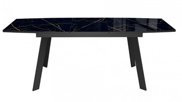 Кухонный стол раздвижной Dikline XLS160 мрамор черный глянец/ножки черные в Заводоуковске - предосмотр 1