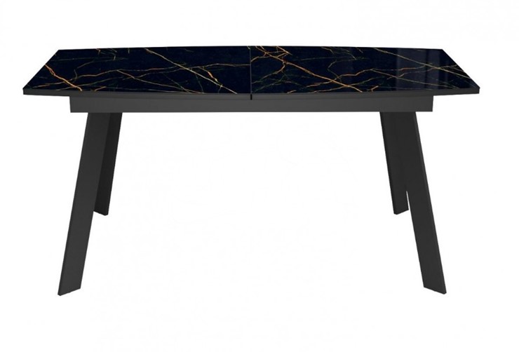 Кухонный стол раздвижной Dikline XLS160 мрамор черный глянец/ножки черные в Заводоуковске - изображение 2