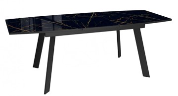 Кухонный стол раздвижной Dikline XLS160 мрамор черный глянец/ножки черные в Тюмени - предосмотр 3