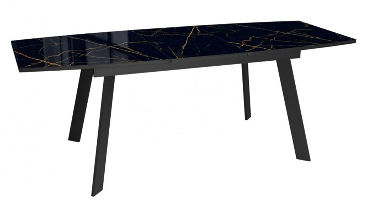 Кухонный стол раздвижной Dikline XLS160 мрамор черный глянец/ножки черные в Заводоуковске - изображение 3