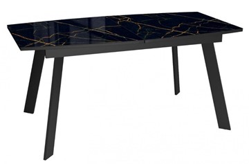 Кухонный стол раздвижной Dikline XLS160 мрамор черный глянец/ножки черные в Заводоуковске